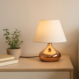 Opviq Lámpara de Mesa con Cuerpo Metálico Crema